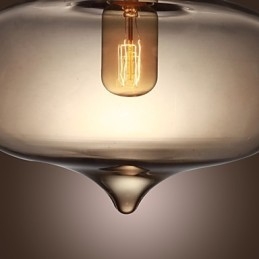 Lampada a sospensione in vetro trasparente con bolle marroni