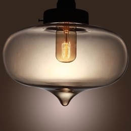 Lampada a sospensione in vetro trasparente con bolle marroni