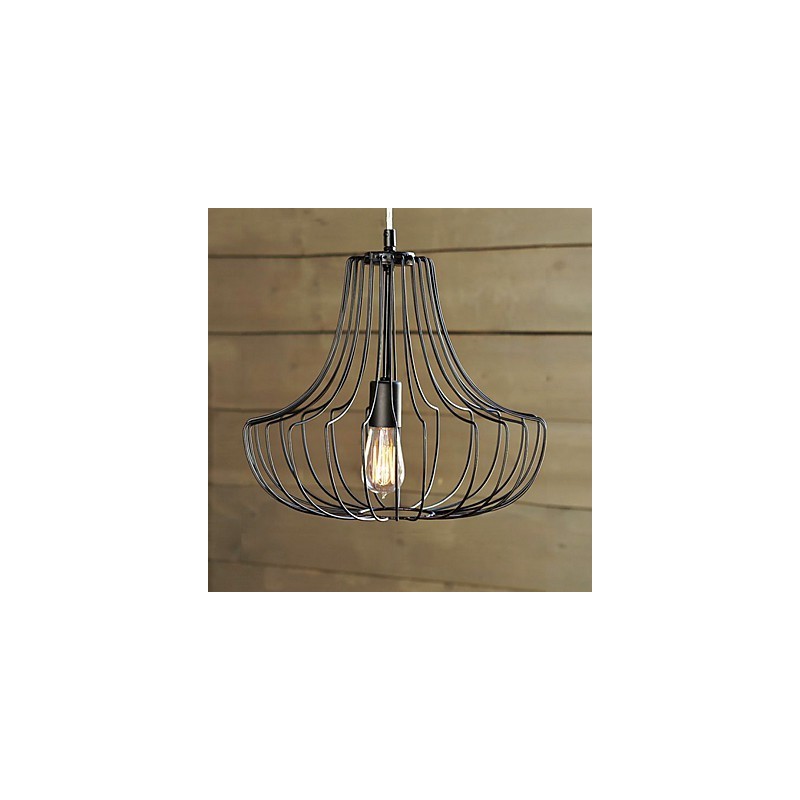 Lampada a sospensione in ferro artistica Coop Design, paralume in vetro nero
