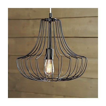 Lampada a sospensione in ferro artistica Coop Design, paralume in vetro nero