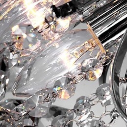 Lampadario a filo moderno in cristallo 3 luci cromo argento