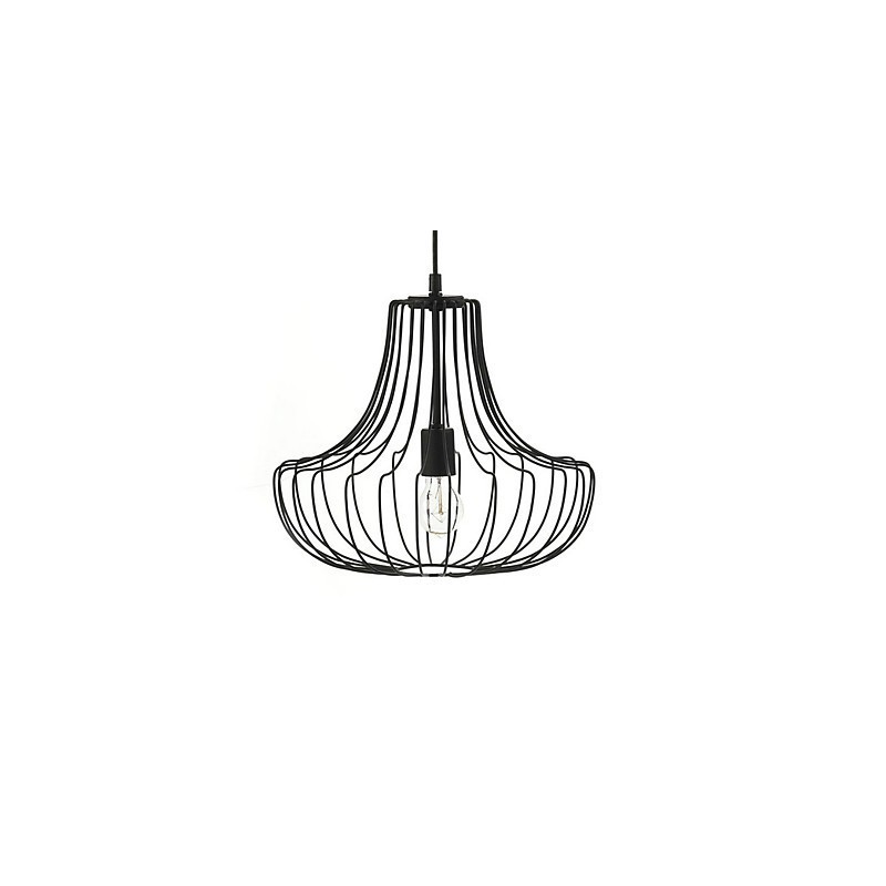 Lampada a sospensione in ferro artistica Coop Design, paralume in vetro nero