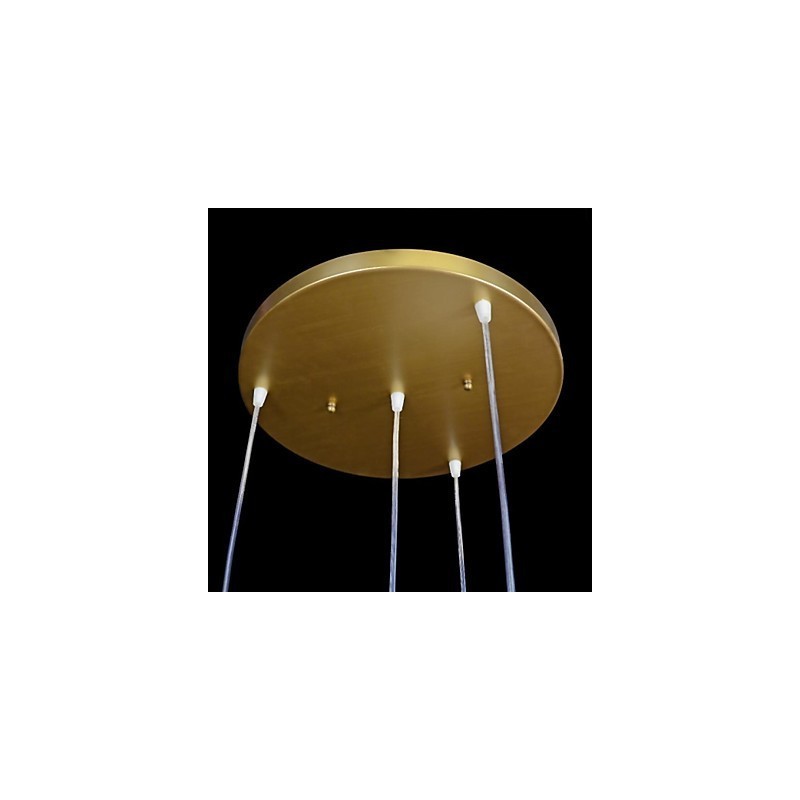Lampada a sospensione in bronzo a 4 luci con paralume in vetro, stile retrò classico europeo