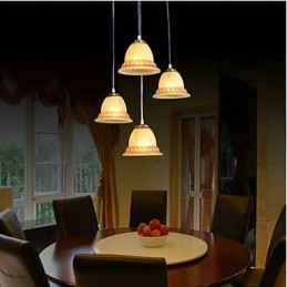 Lampada a sospensione classica retrò bronzo, 4 luci