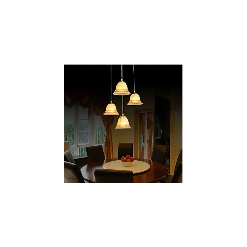 Lampada a sospensione classica retrò bronzo, 4 luci