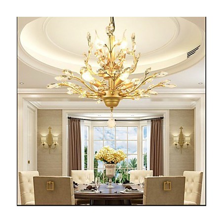 Lampadario retrò mediterraneo con ventosa, 3 luci, oro e nero