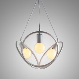 Lampadario a sospensione classico retrò a 3 luci in metallo nero e bianco