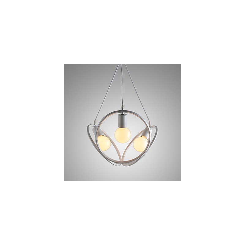 Lampadario a sospensione classico retrò a 3 luci in metallo nero e bianco