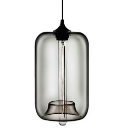 Lampada a sospensione in vetro trasparente con design a bolle nere, 70 W