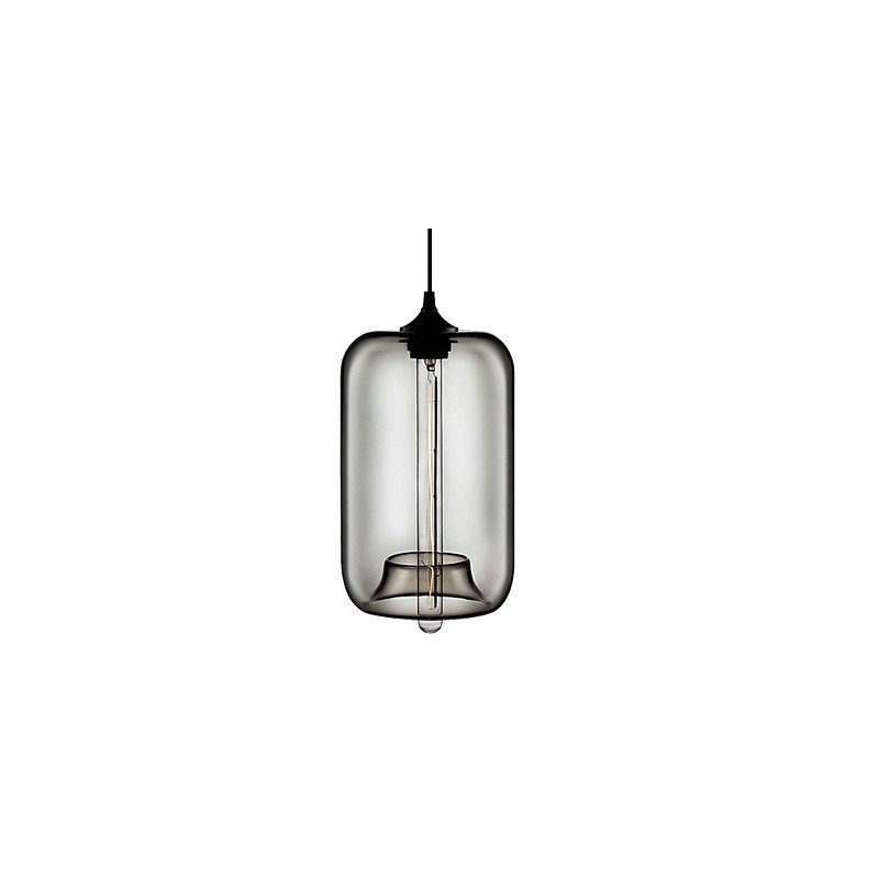 Lampada a sospensione in vetro trasparente con design a bolle nere, 70 W