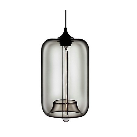 Lampada a sospensione in vetro trasparente con design a bolle nere, 70 W