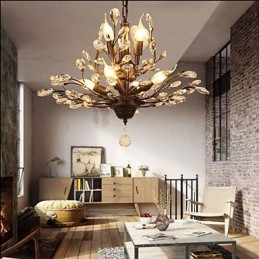 Lampadario retrò mediterraneo con ventosa, 3 luci, oro e nero