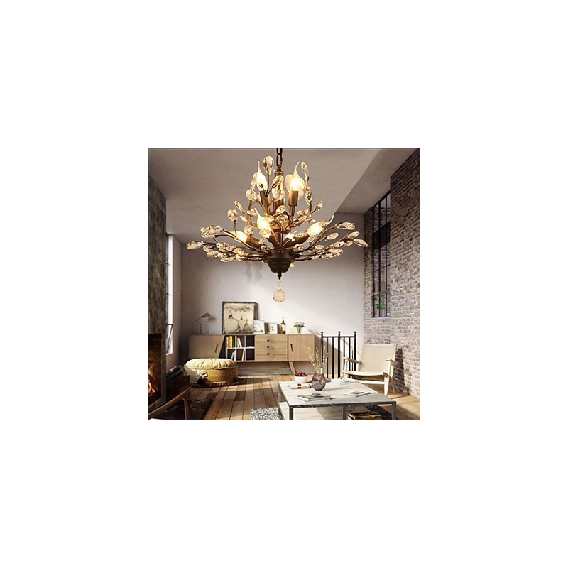 Lampadario retrò mediterraneo con ventosa, 3 luci, oro e nero