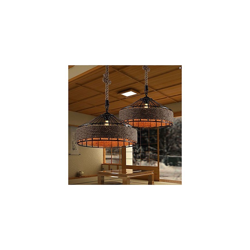 Lampadario a sospensione country 2 luci in metallo giallo