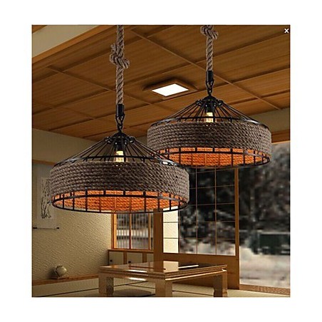 Lampadario a sospensione country 2 luci in metallo giallo