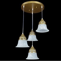 Lampada a sospensione mini in metallo bronzo con paralume in vetro bianco