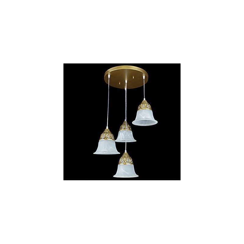 Lampada a sospensione mini in metallo bronzo con paralume in vetro bianco