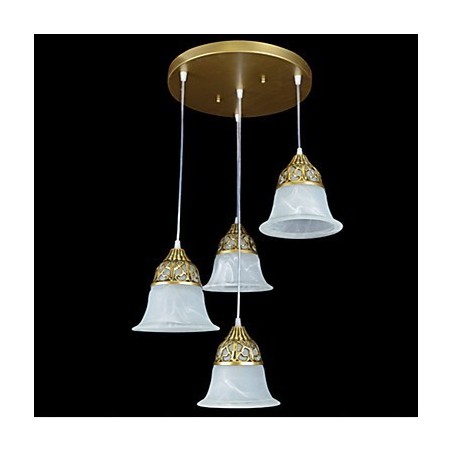 Lampada a sospensione mini in metallo bronzo con paralume in vetro bianco