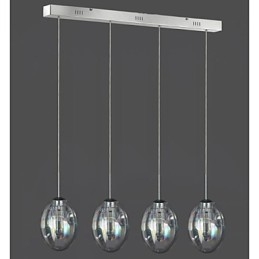 Lampada a sospensione in metallo cromato con vetro trasparente, 5 luci G4