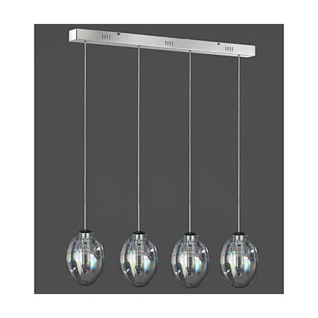 Lampada a sospensione in metallo cromato con vetro trasparente, 5 luci G4