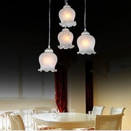 Lampada a sospensione classica vintage retrò in metallo e vetro bianco