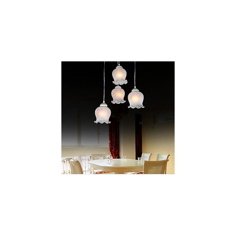 Lampada a sospensione classica vintage retrò in metallo e vetro bianco