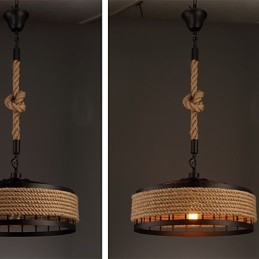 Lampadario a sospensione country 2 luci in metallo giallo