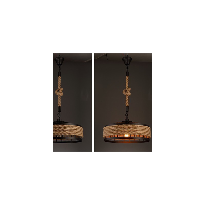 Lampadario a sospensione country 2 luci in metallo giallo