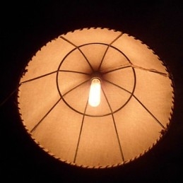 Lampada a sospensione retrò classica 1 luce con paralume in tessuto beige