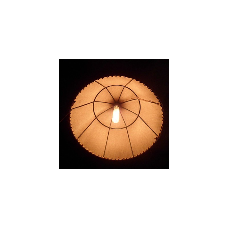 Lampada a sospensione retrò classica 1 luce con paralume in tessuto beige