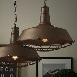 Lampadario a sospensione retrò in ferro battuto multicolore