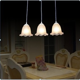 Lampada a sospensione retrò classica bianca a tre luci