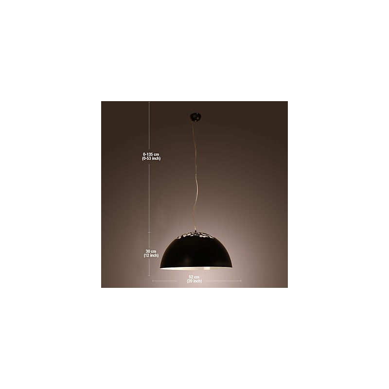 Lampada a sospensione moderna contemporanea a ciotola, metallo nero bianco, 1x E26/E27