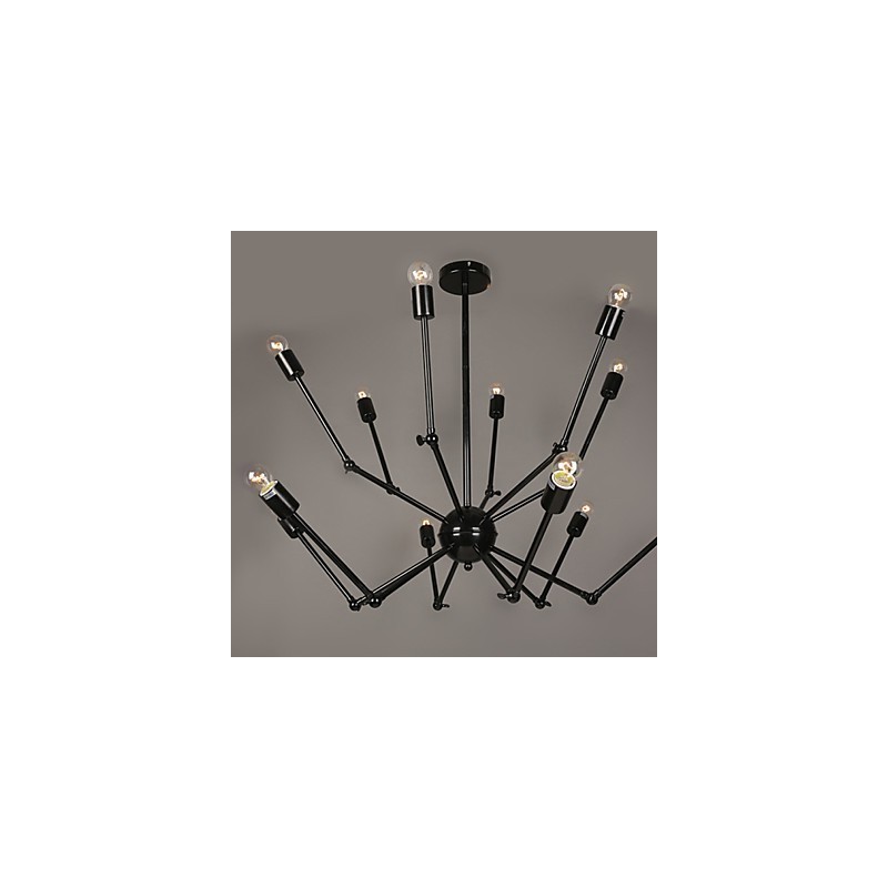 Lampada a sospensione moderna in metallo nero 3 luci E26/E27