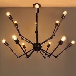 Lampada a sospensione moderna in metallo nero 3 luci E26/E27
