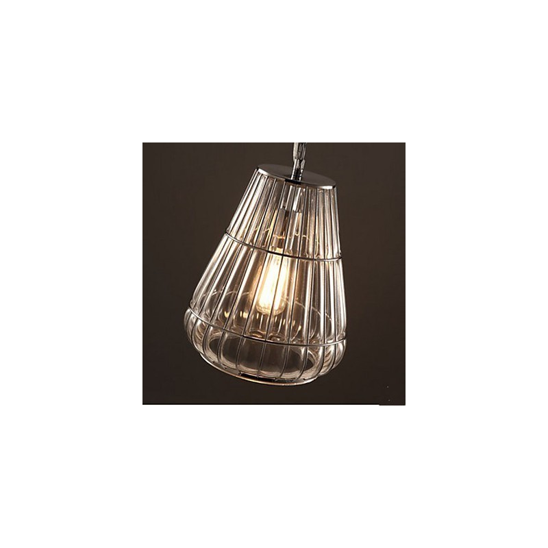 Lampada a sospensione in vetro trasparente stile industriale americano