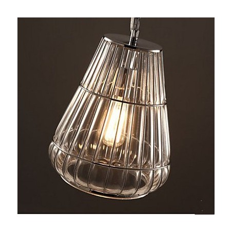 Lampada a sospensione in vetro trasparente stile industriale americano