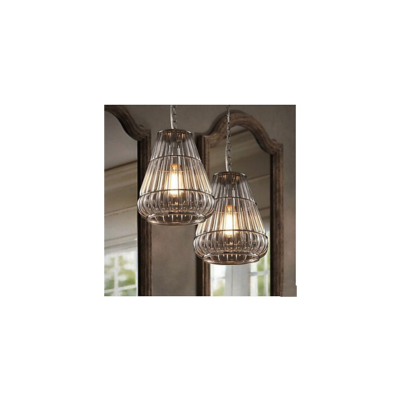 Lampada a sospensione in vetro trasparente stile industriale americano