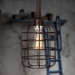 Lampada a sospensione mini retrò in metallo nera, 1 lampadina E26/E27