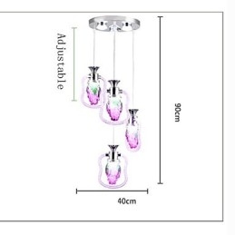 Lampada a sospensione moderna contemporanea in metallo viola con vetro, 3 luci LED