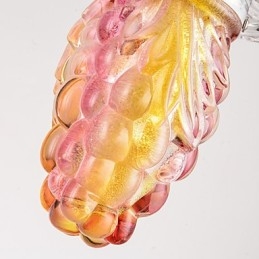 Lampada a sospensione moderna contemporanea in metallo e vetro, 3 luci LED, multicolore viola