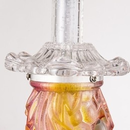 Lampada a sospensione moderna contemporanea in metallo e vetro, 3 luci LED, multicolore viola