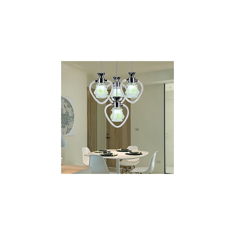 Lampada a sospensione moderna in metallo e vetro giallo, 3 luci LED integrato, bianca