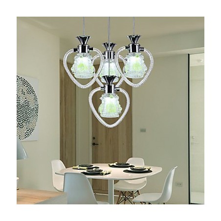 Lampada a sospensione moderna in metallo e vetro giallo, 3 luci LED integrato, bianca