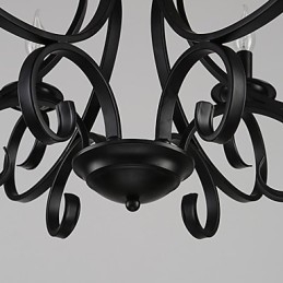 Lampadario retrò country a 3 luci in metallo nero con paralumi in vetro bianco