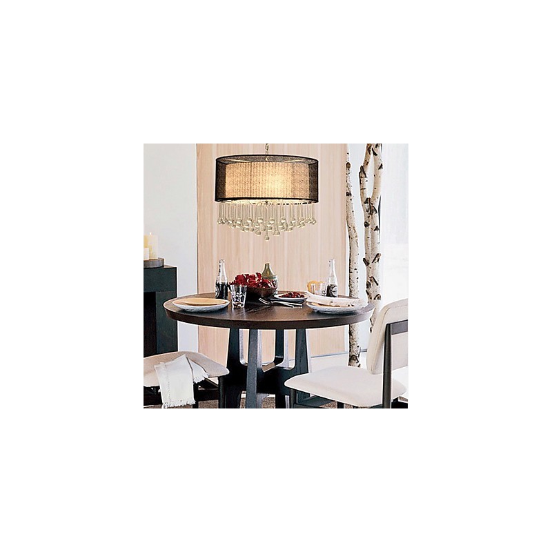 Lampadario contemporaneo in cristallo a 4 luci con paralume nero