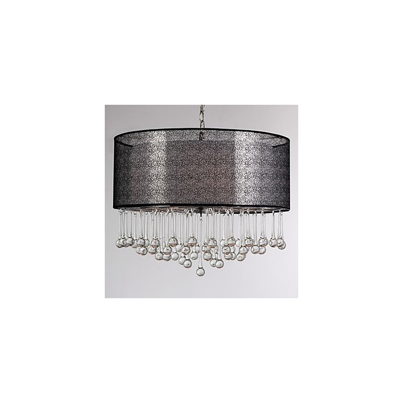 Lampadario contemporaneo in cristallo a 4 luci con paralume nero