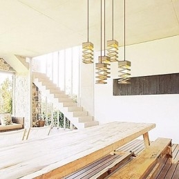 Lampada a sospensione moderna 1 luce in legno/bambù 15 cm E26/E27