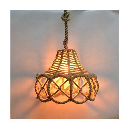Lampadario a sospensione vintage americano in ferro stile industriale canapa