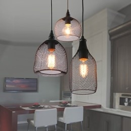 Lampada a sospensione mini stile country retrò rustico Lodge in metallo nero